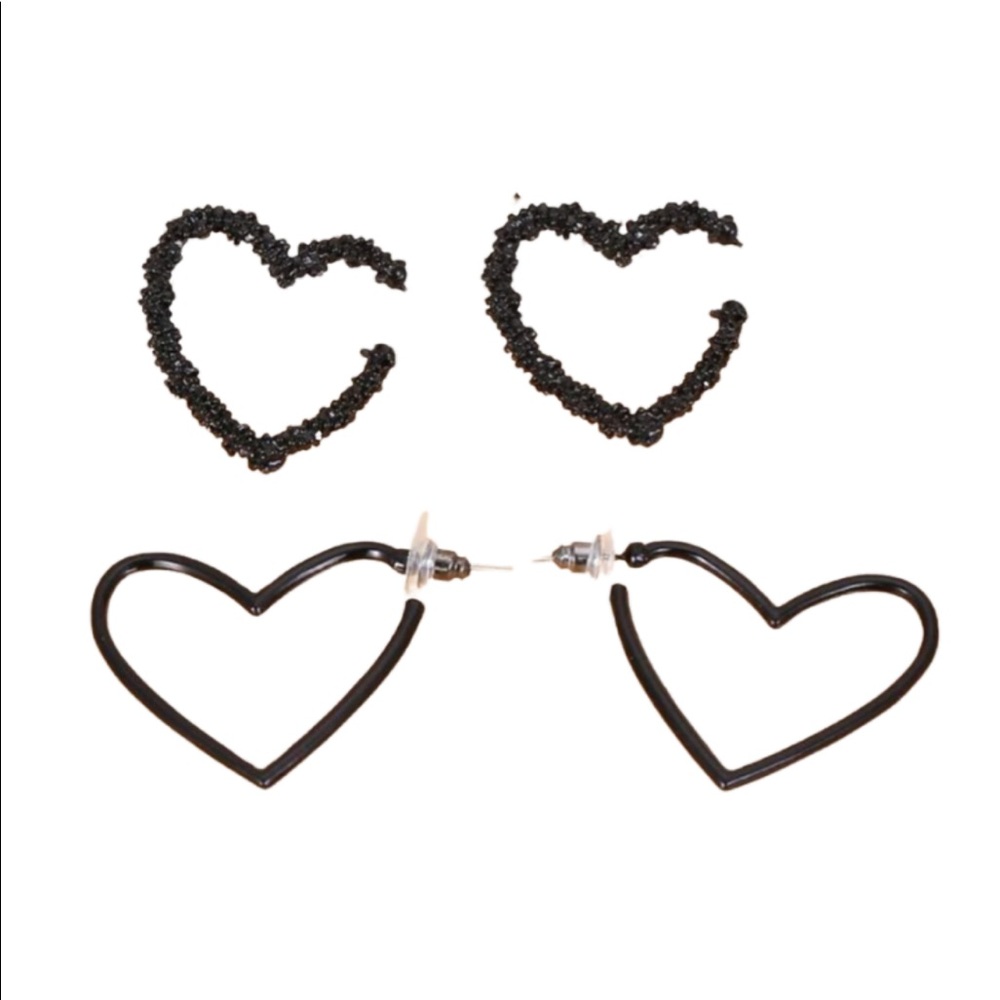 💚3/$21💚 Black Heart Hoop Earrings (2 Pairs)